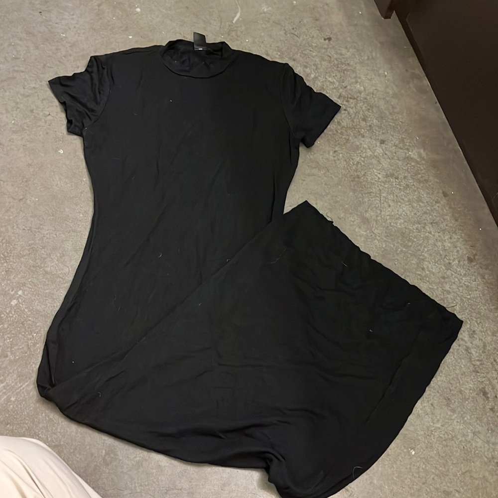 T shirt stretch black maxi dress